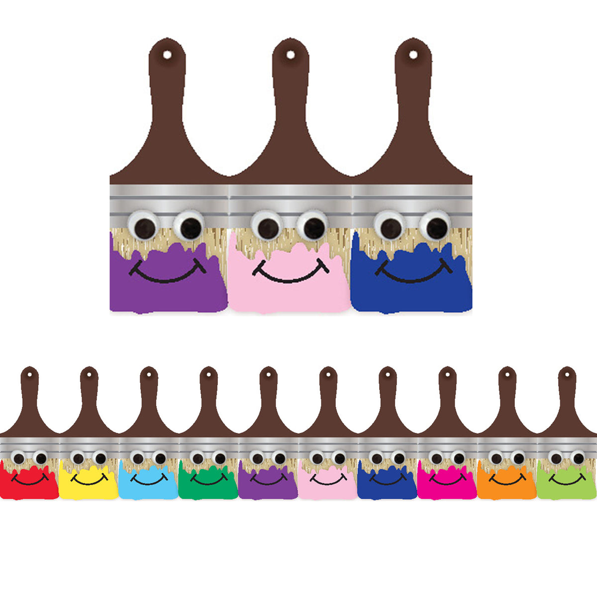 Hygloss Products Happy Paintbrushes Bulletin Board Border