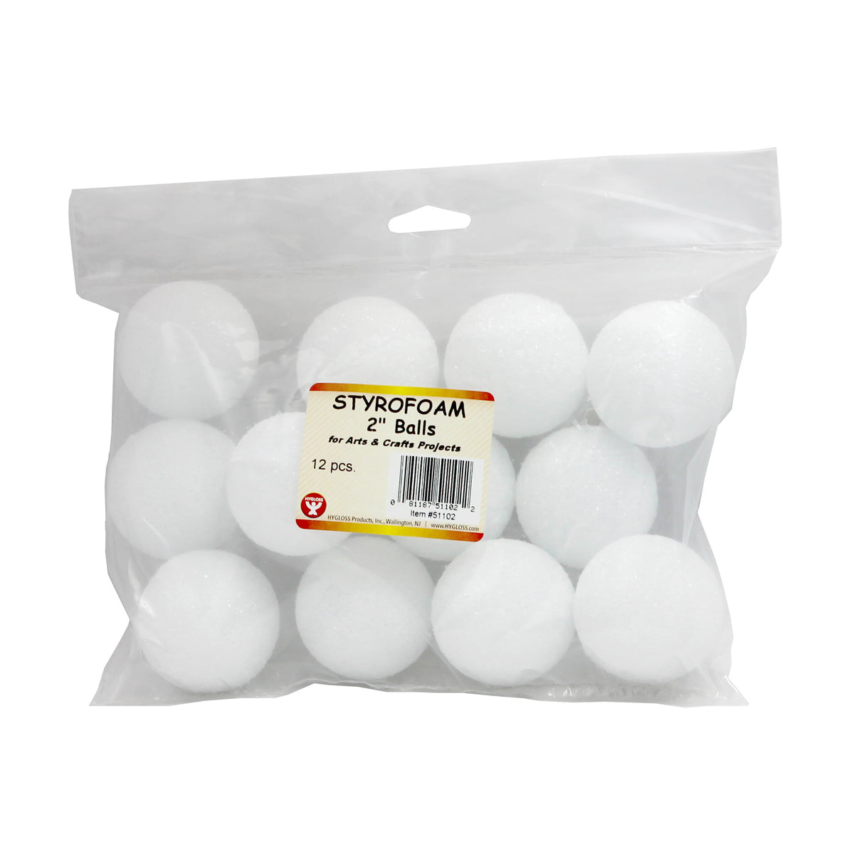 Hygloss Products Styrofoam Balls, 12 Pack 2"