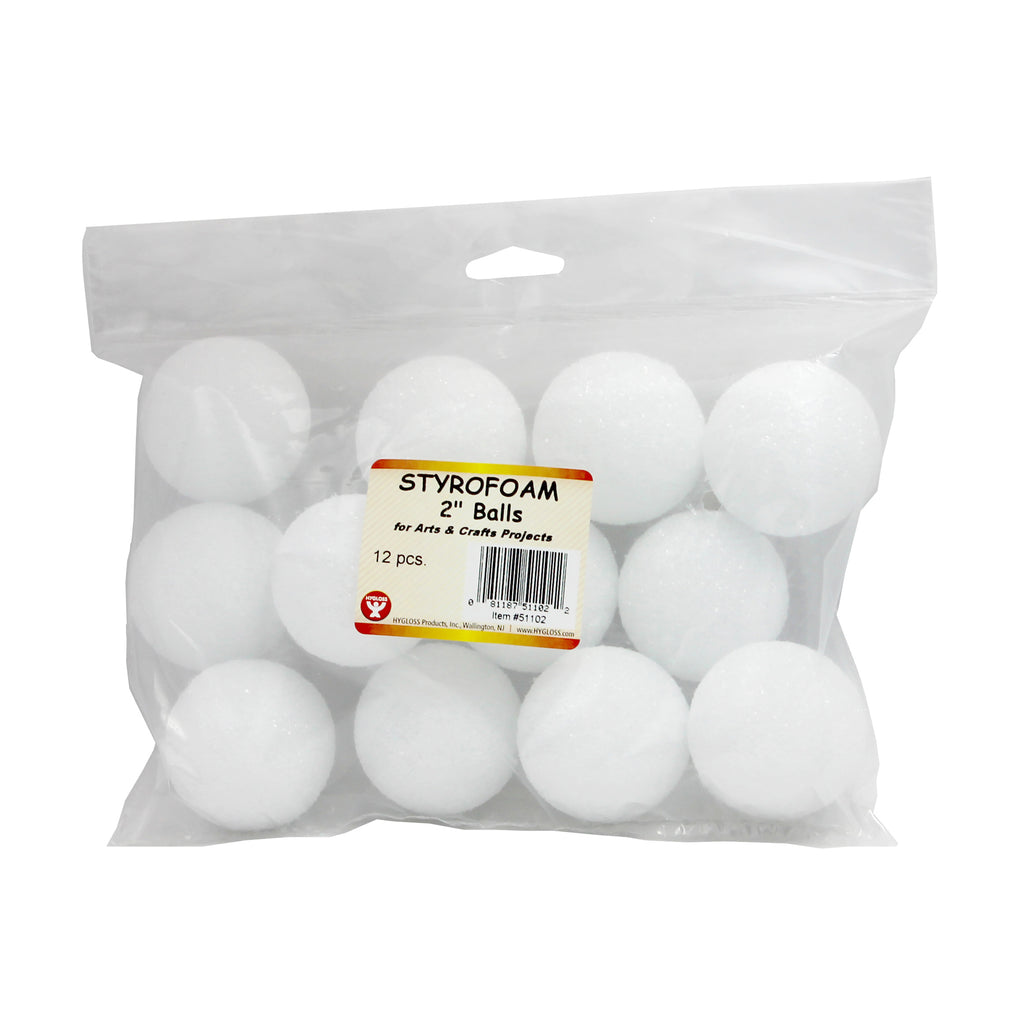 Hygloss Products Styrofoam Balls, 12 Pack 2"