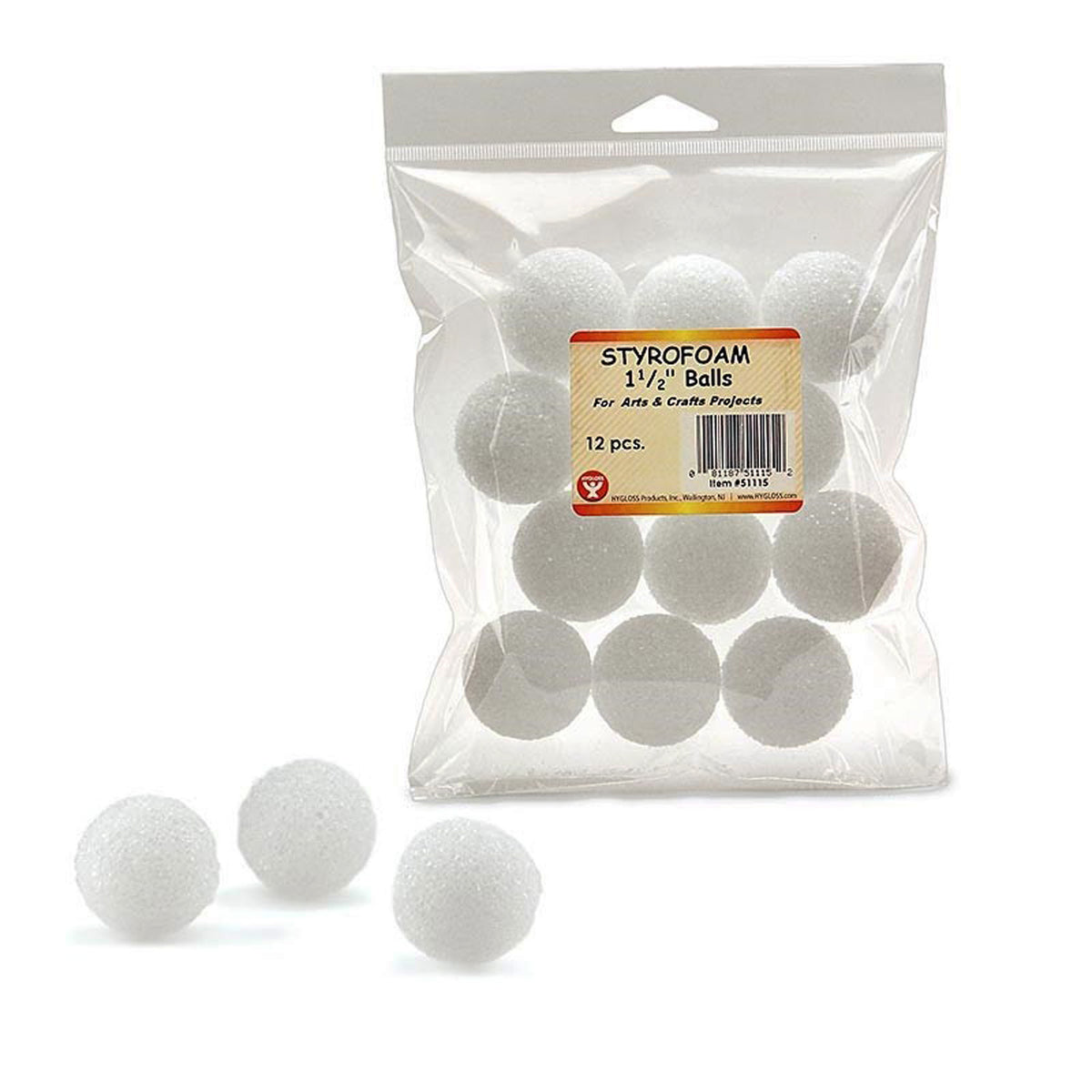 Hygloss Products Styrofoam Balls, 12 Pack 1.5"