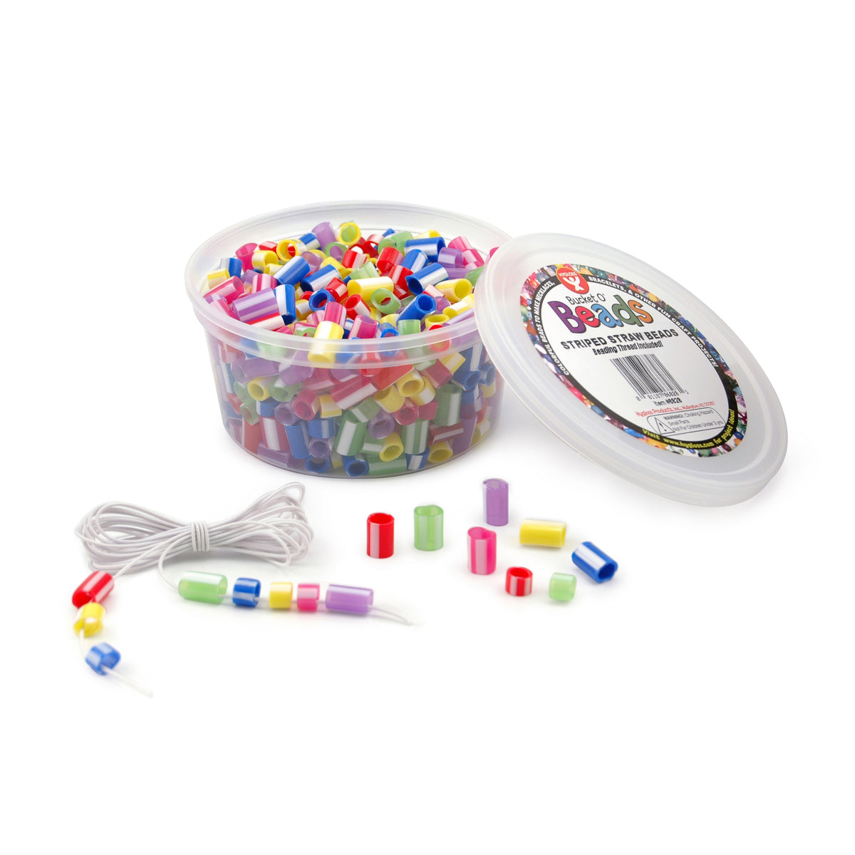 Hygloss Products Bucket O` Beads, 100 Striped Straw