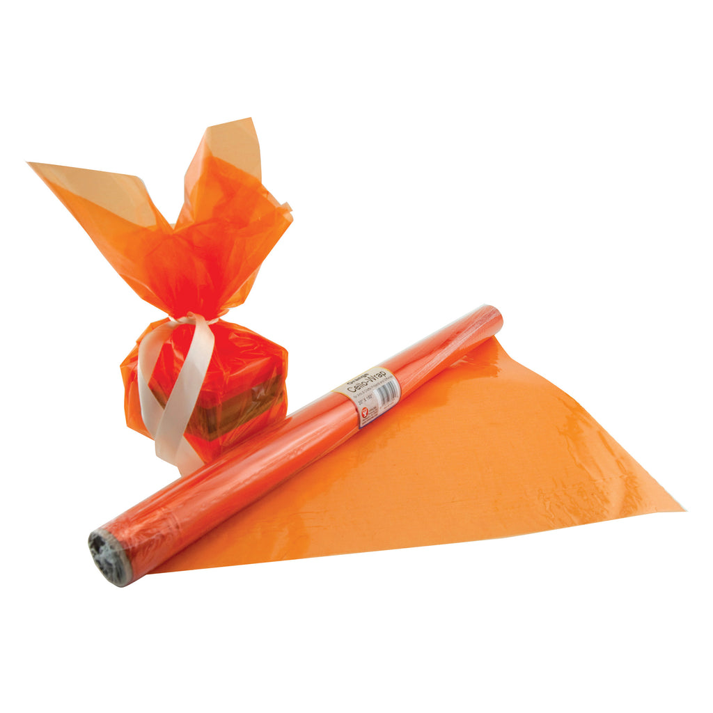 Hygloss Products Cello Wrap Roll, 20" x 12.5' Orange