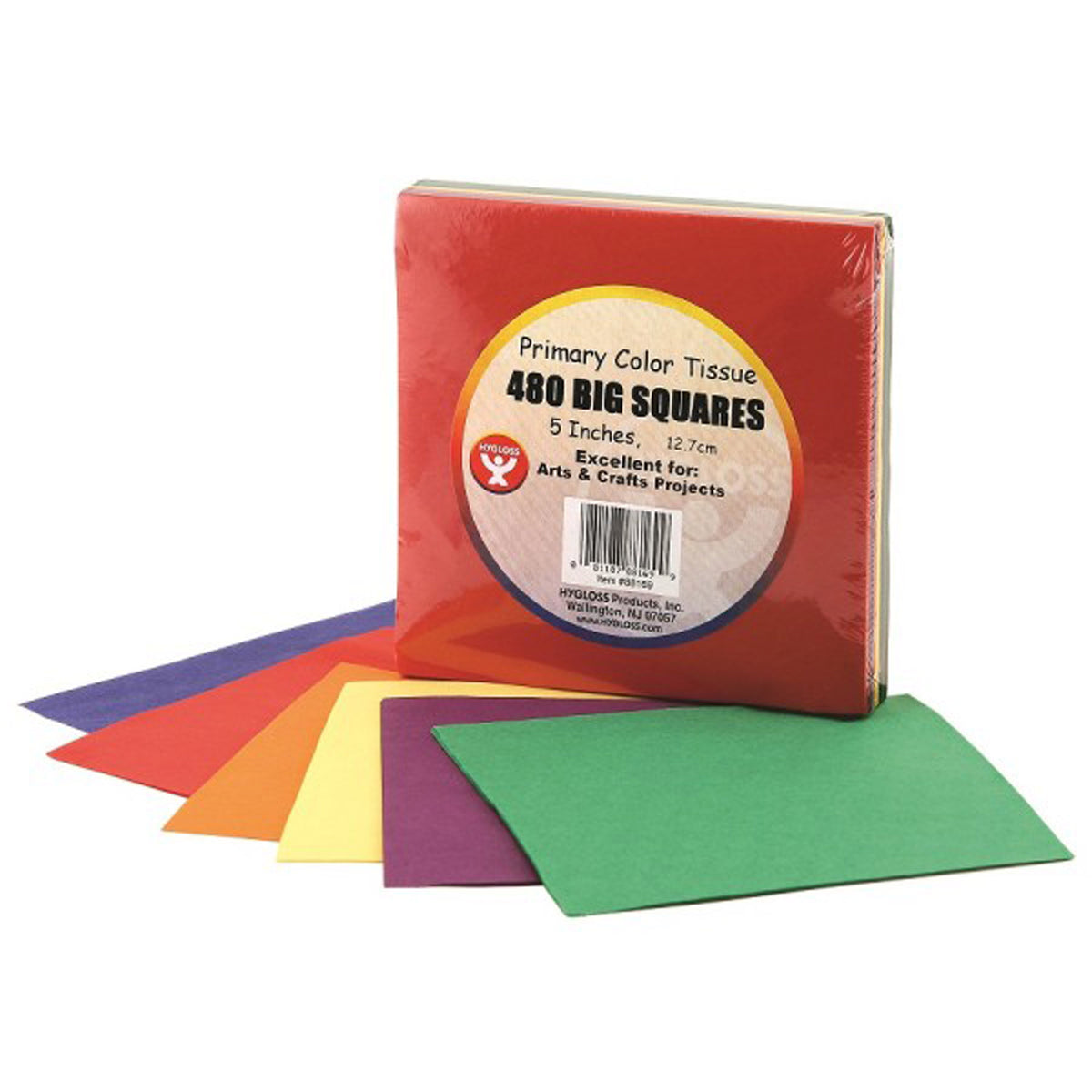 Hygloss Products 5" Tissue Paper Squares, Primary