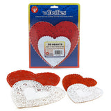 Hygloss Products Heart Paper Lace Doilies, Red & White