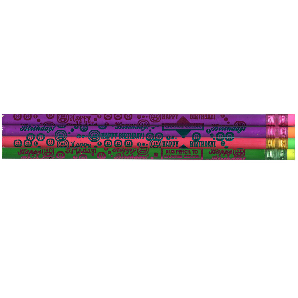 J.R. Moon Pencil Company Thermo Happy Birthday Assorted Pencils 12 Per Box
