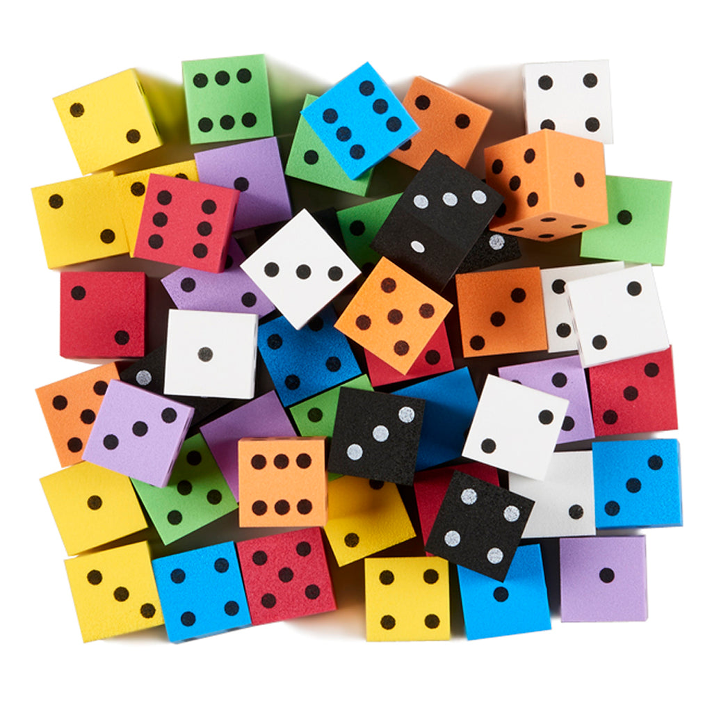 Koplow Games 1" Foam Spotted Dice, Bag of 50 Assorted