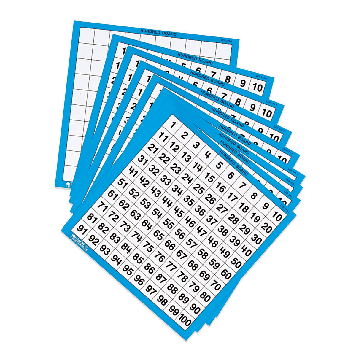 Learning Resources Laminated Hundreds Boards, Set of 10