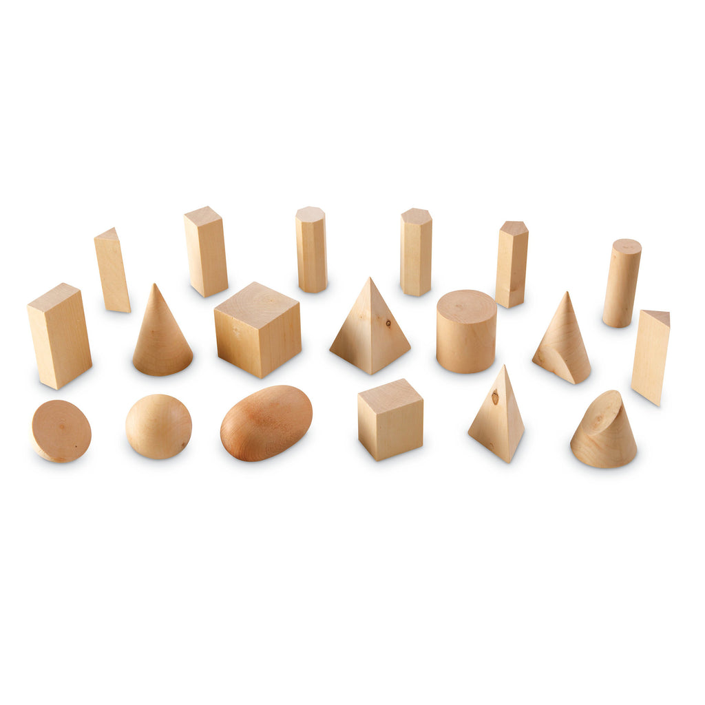 Learning Resources Hardwood Geometric Solids, Set of 19