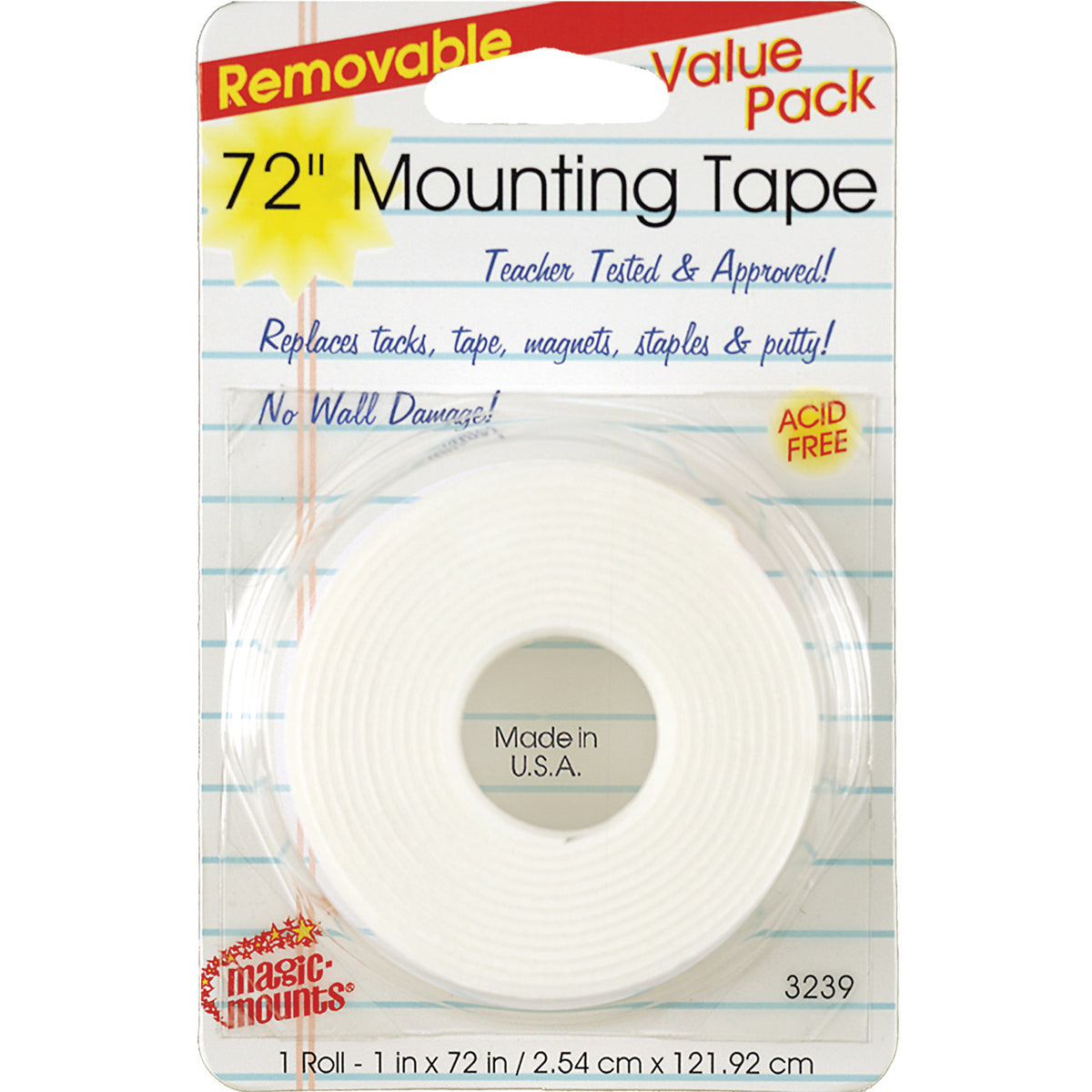 Miller Studio Remarkably Removable Magic Mounting Tape Tabs And Chart Mounts 1" x 72"