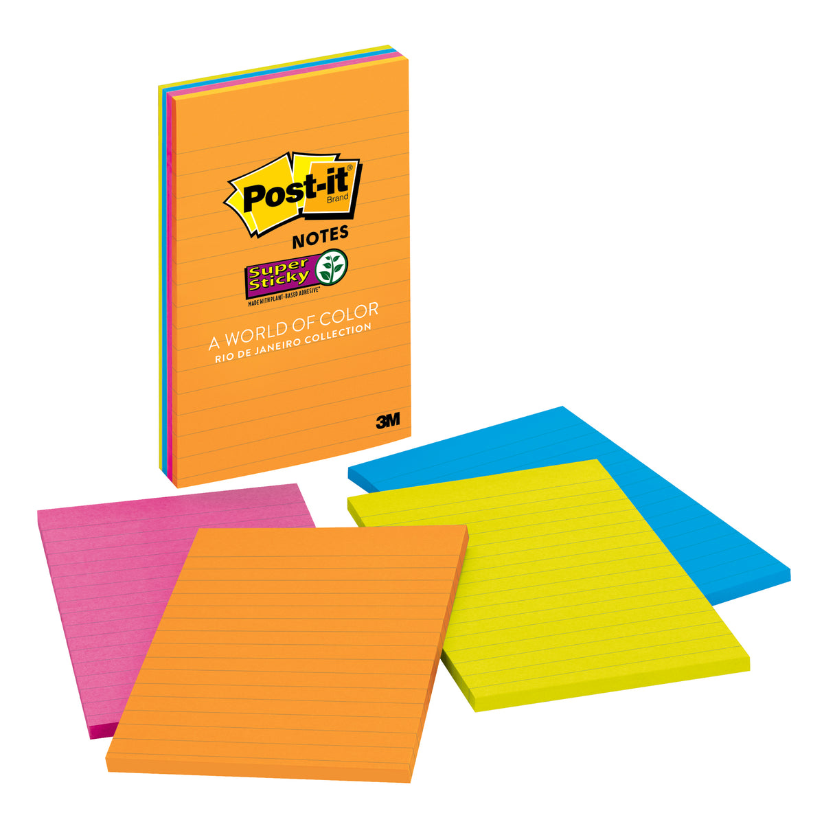 3M Super Sticky Notes 4 x 6 45 Sheets Lined Assorted Ultra