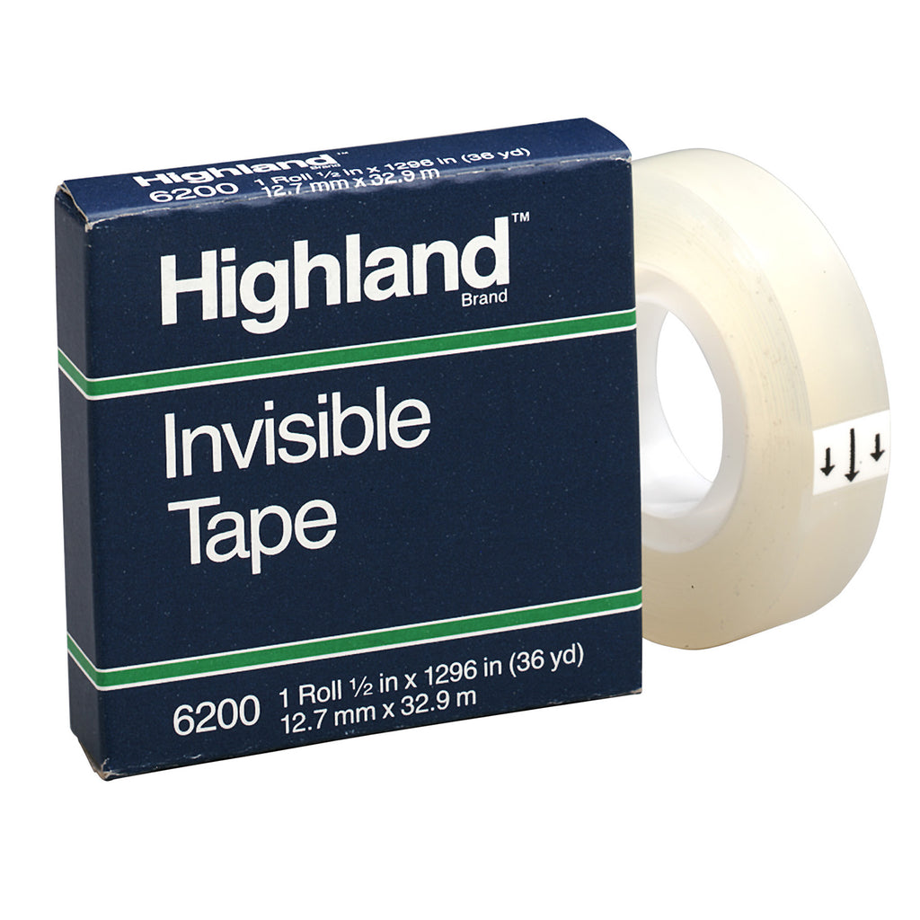 3M Highland Invisible Tape 1/2 x 1296 Inches
