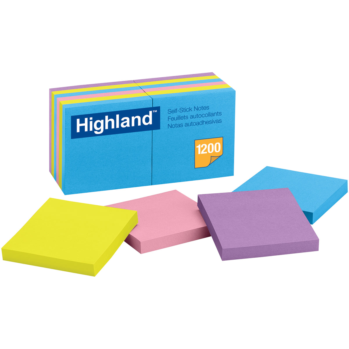 3M Highland Self-Stick 12 Pads 3 x 3 Removable Notes