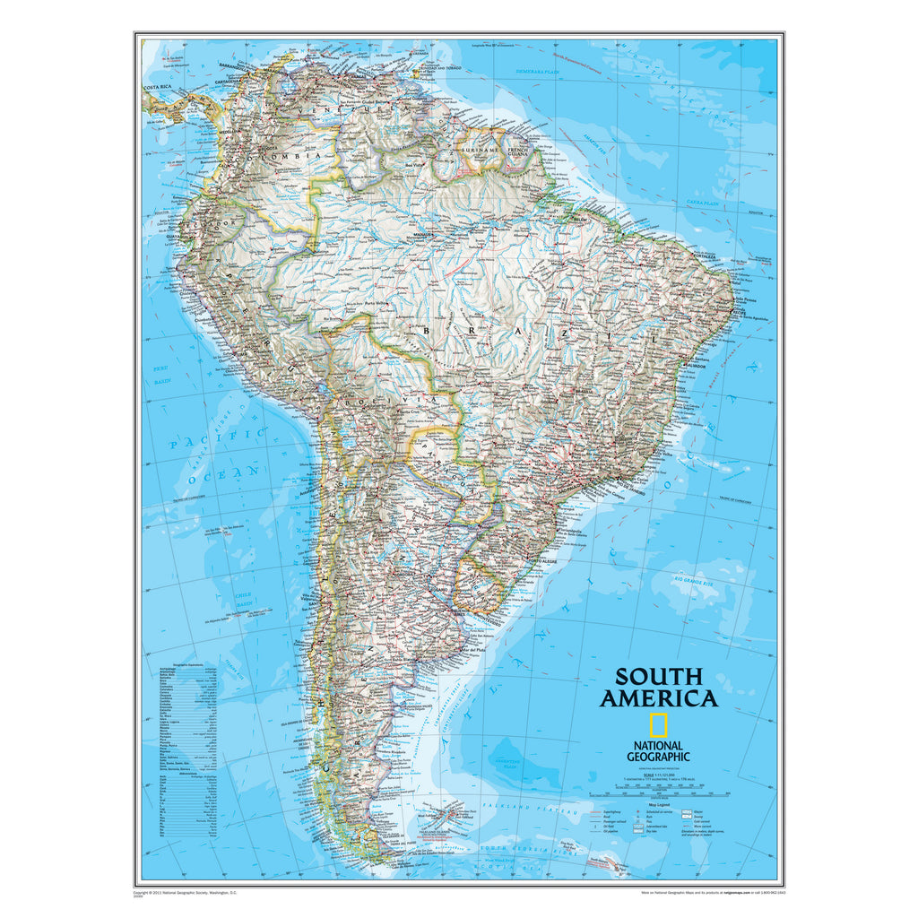 National Geographic Maps South America Wall Map 24 x 30