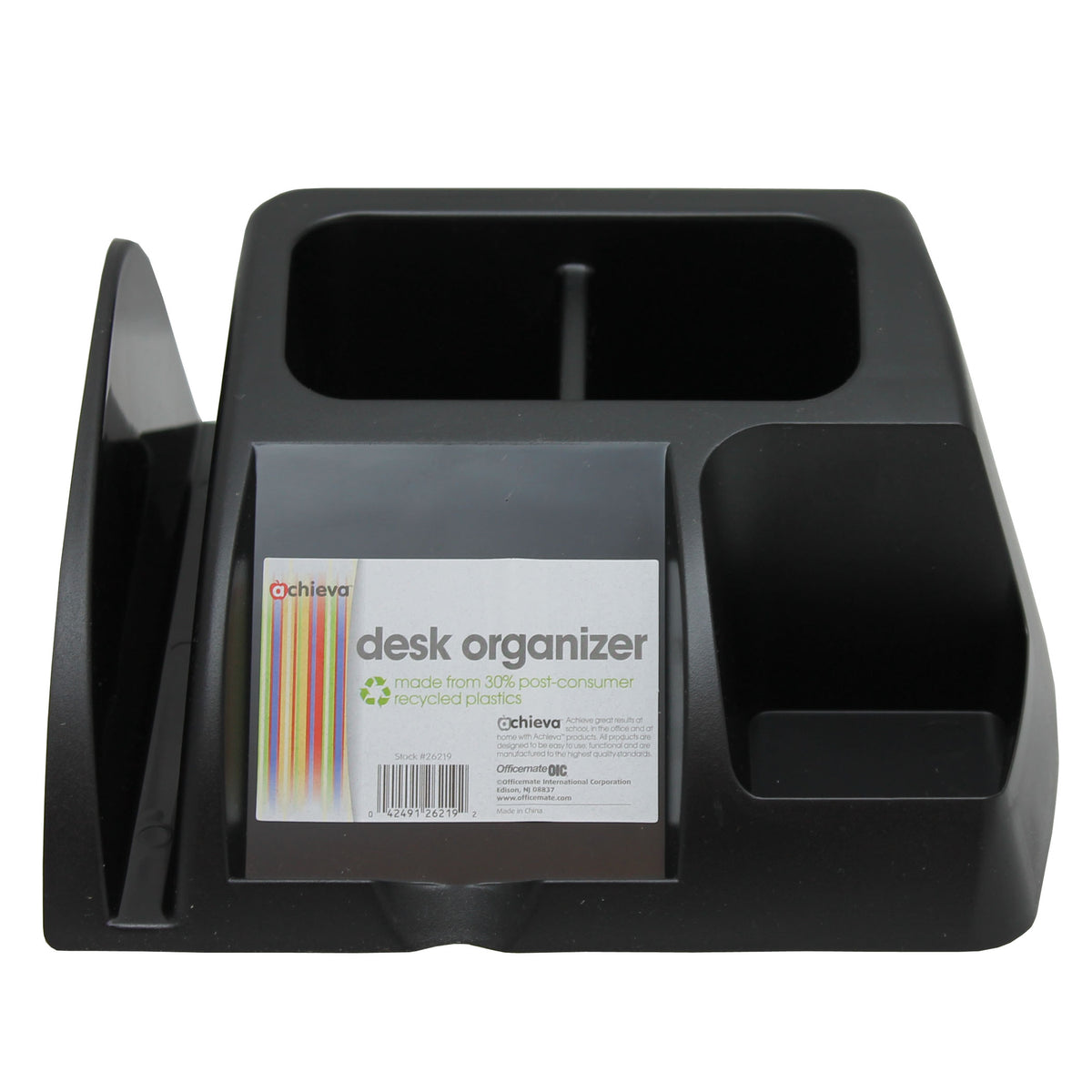 Officemate International Corporation Achieva Desk Organizer, Recycled, Black