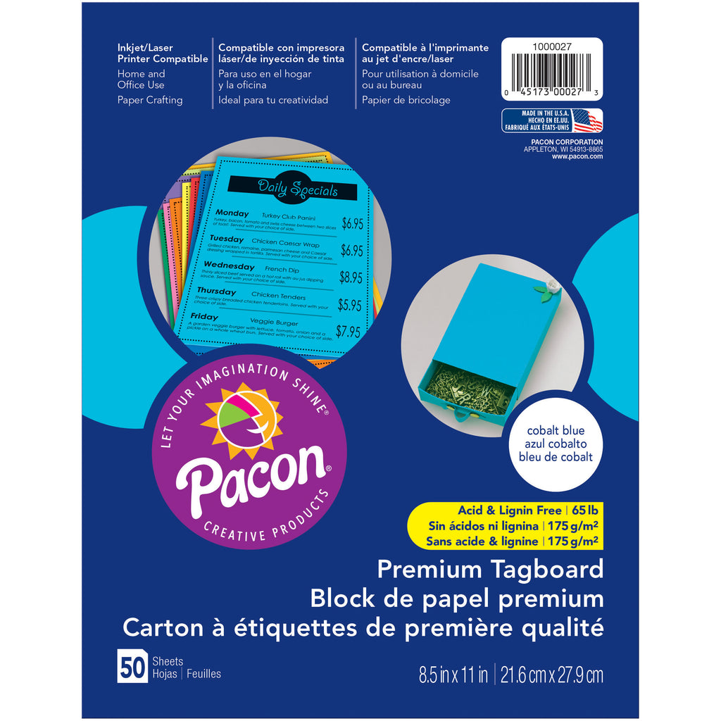 Pacon® Premium Tagboard, 8-1/2? x 11? Cobalt Blue (discontinued)