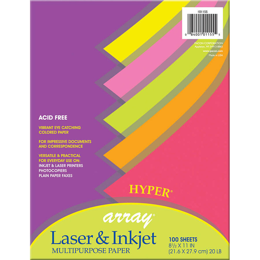 Pacon Array® Bond, 20# Hyper Assorted, 100 Sheets