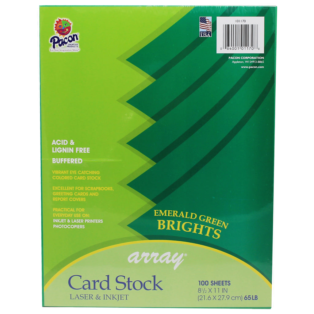 Pacon Array® Card Stock, 65#, Emerald Green, 100 Sheets