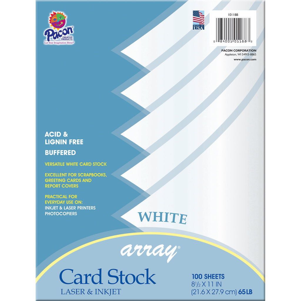 Pacon Array® Card Stock, 65#, White, 100 Sheets