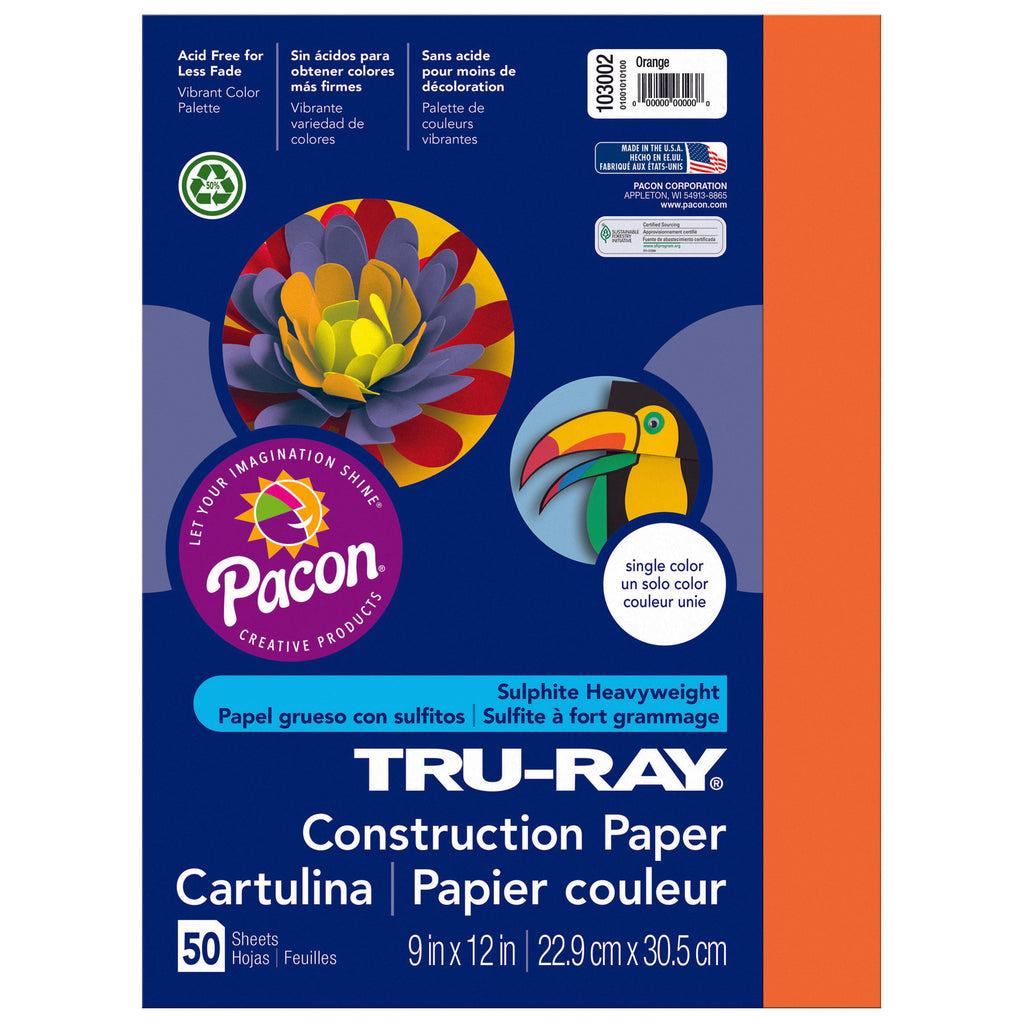 Pacon Tru-Ray® Construction Paper, 9" x 12" Orange