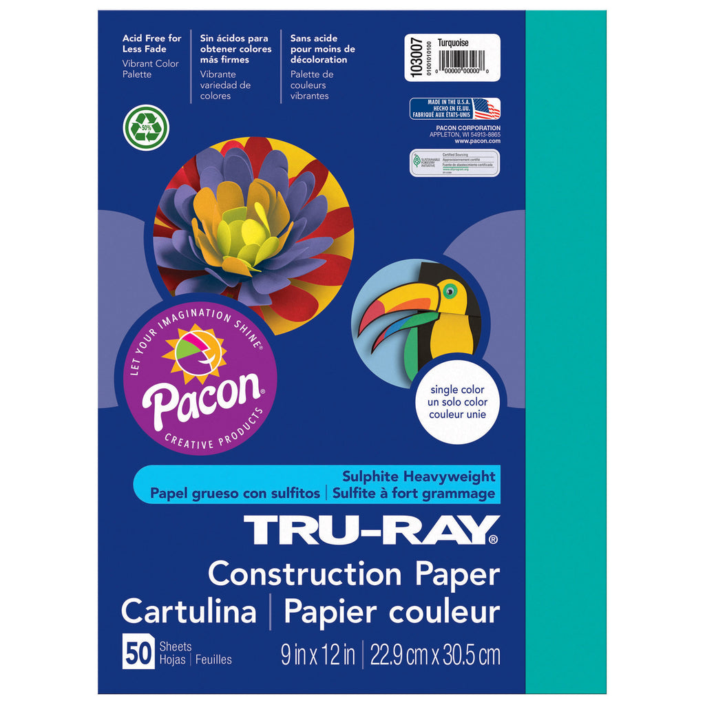 Pacon Tru-Ray® Construction Paper, 9" x 12" Turquoise