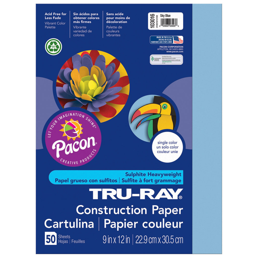 Pacon Tru-Ray® Construction Paper, 9" x 12" Sky Blue