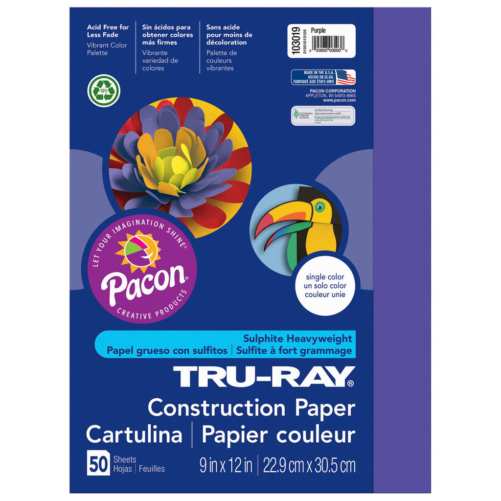 Pacon Tru-Ray® Construction Paper, 9" x 12" Purple