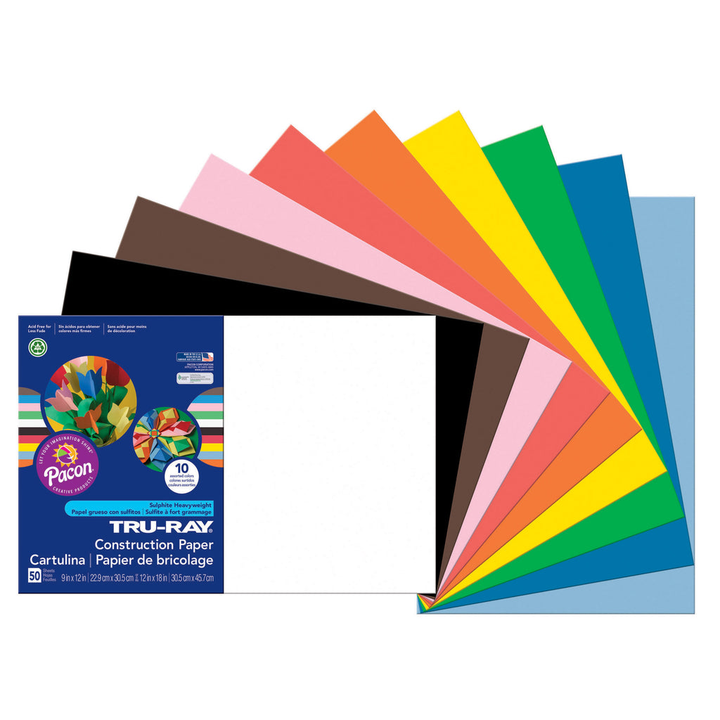 Pacon Tru-Ray® Construction Paper, 12" x 18" Assorted