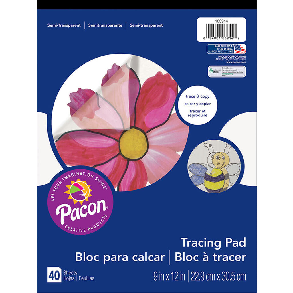 Pacon Art Street Tracing Paper Pad, 9" x 12", 40 Sheets