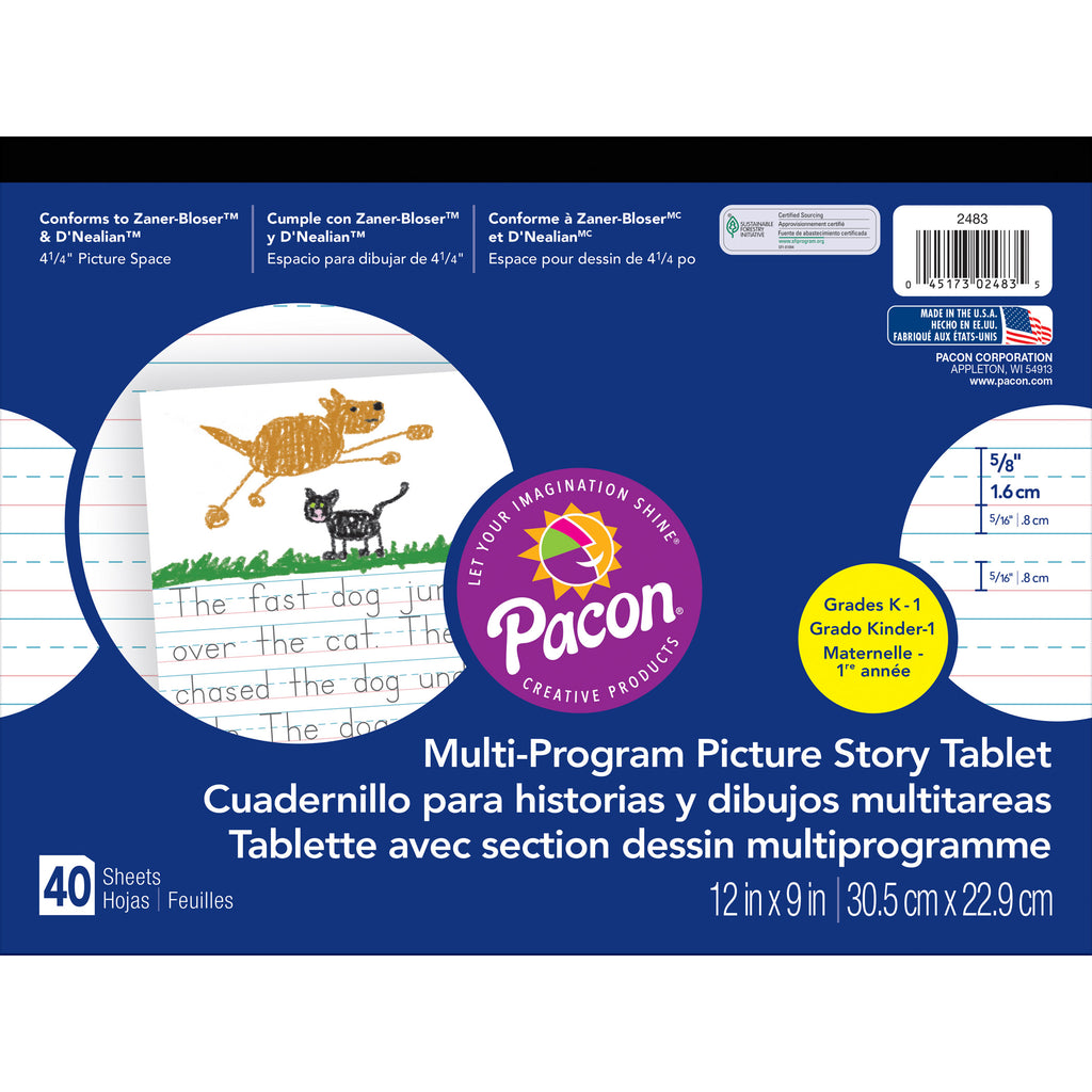Pacon Multi-Program Picture Story Tablet, 12? x 9?, Grade K & 1