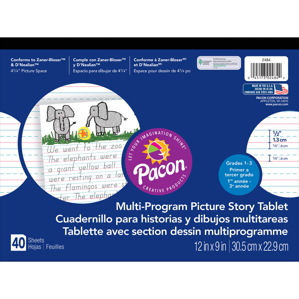 Pacon Multi-Program Picture Story Tablet, 12? x 9?, Grade 1, 2, & 3