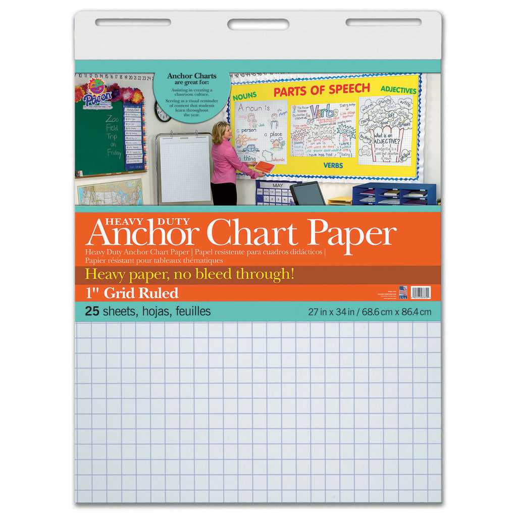 Pacon Heavy Duty Anchor Chart Paper, 1" Grid Ruled, 27" x 34"