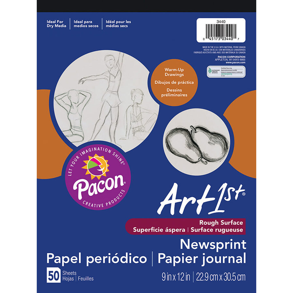 Pacon Art1st® Newsprint Pads, 9" x 12", 50 Sheets
