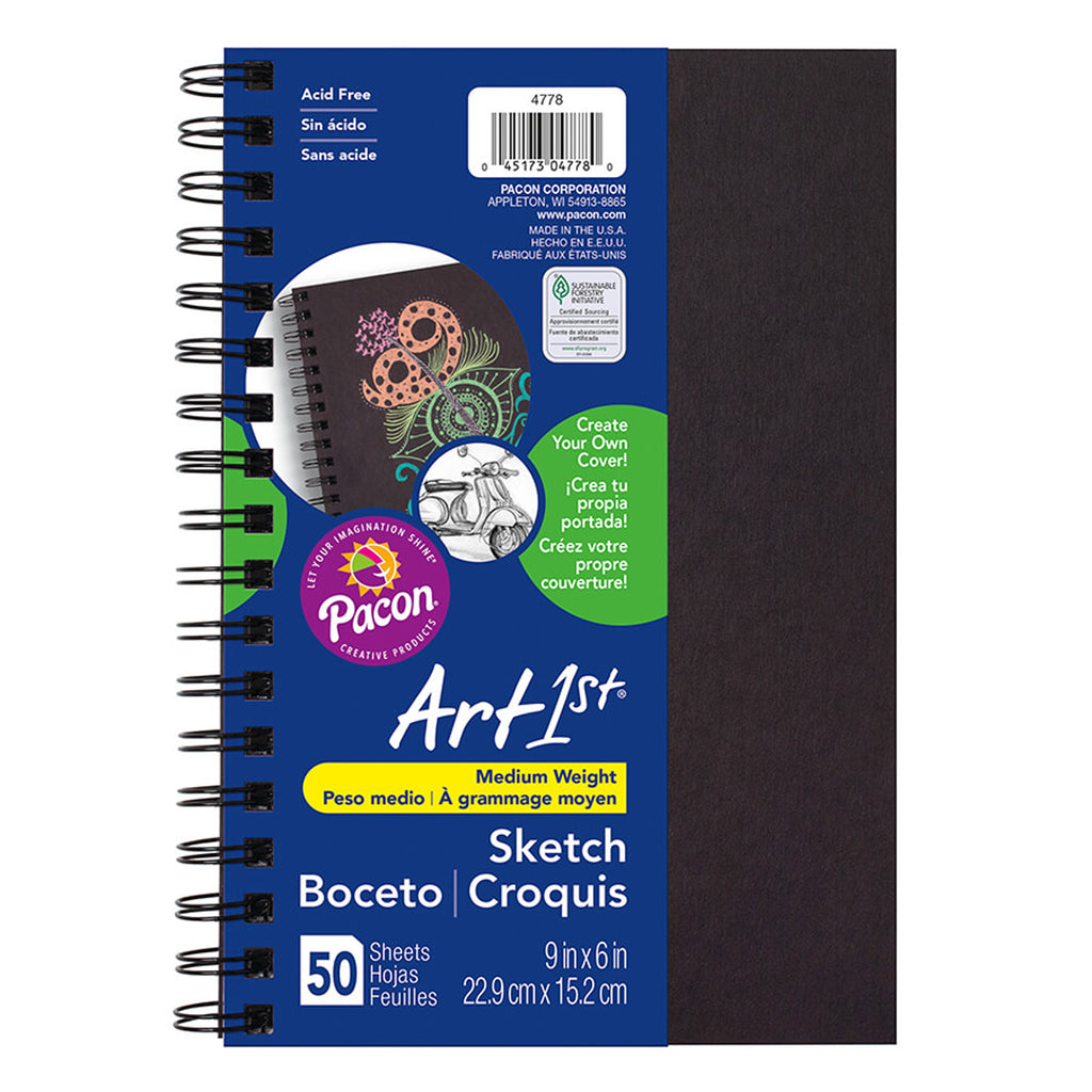 Pacon Art1st® Create Your Own Cover Sketch Diary, 6" x 9" (50 Sheets, Black Cover)