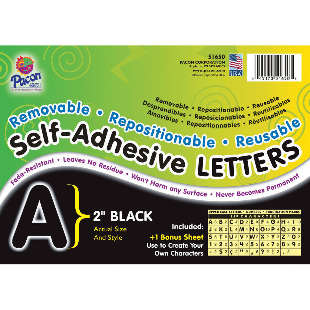 Pacon Self-Adhesive Letters, 2" Black