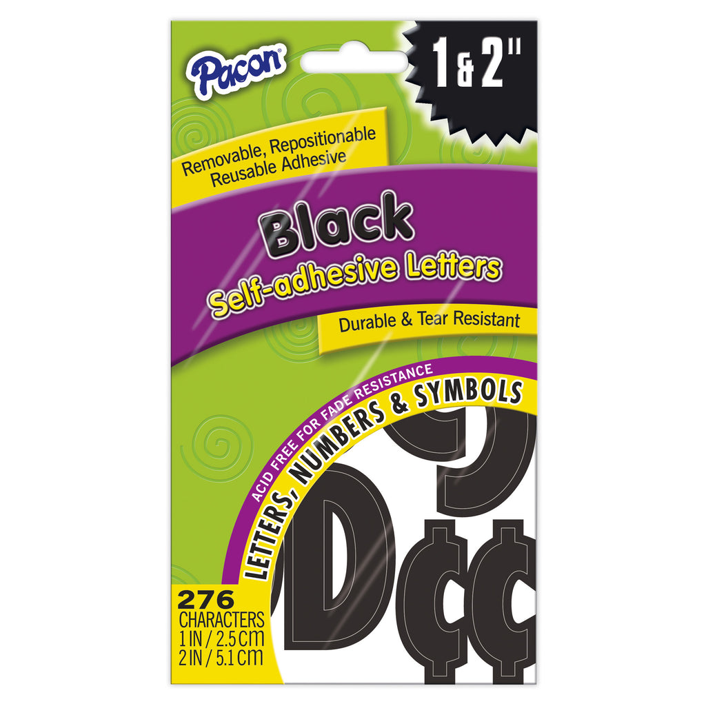 Pacon Self-Adhesive Letters, 1" & 2" Black