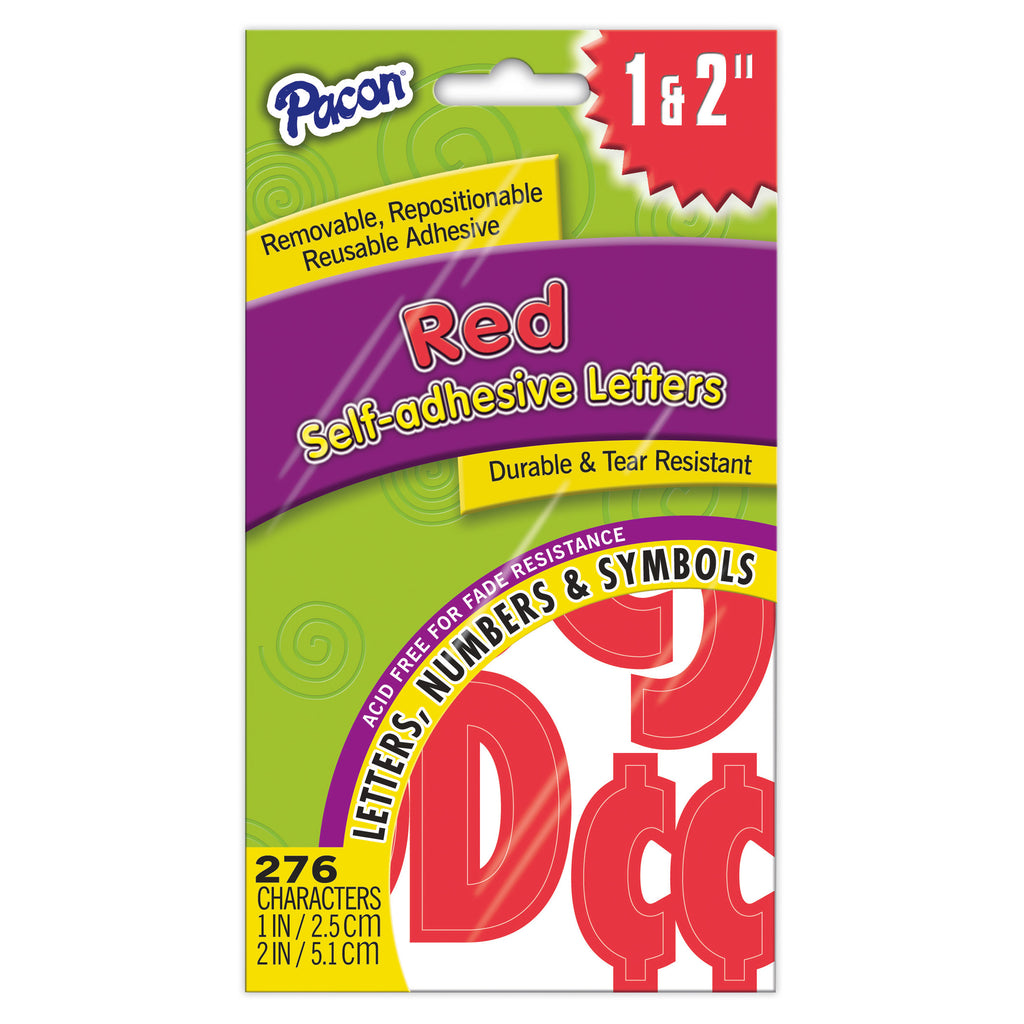 Pacon Self-Adhesive Letters, 1" & 2" Red