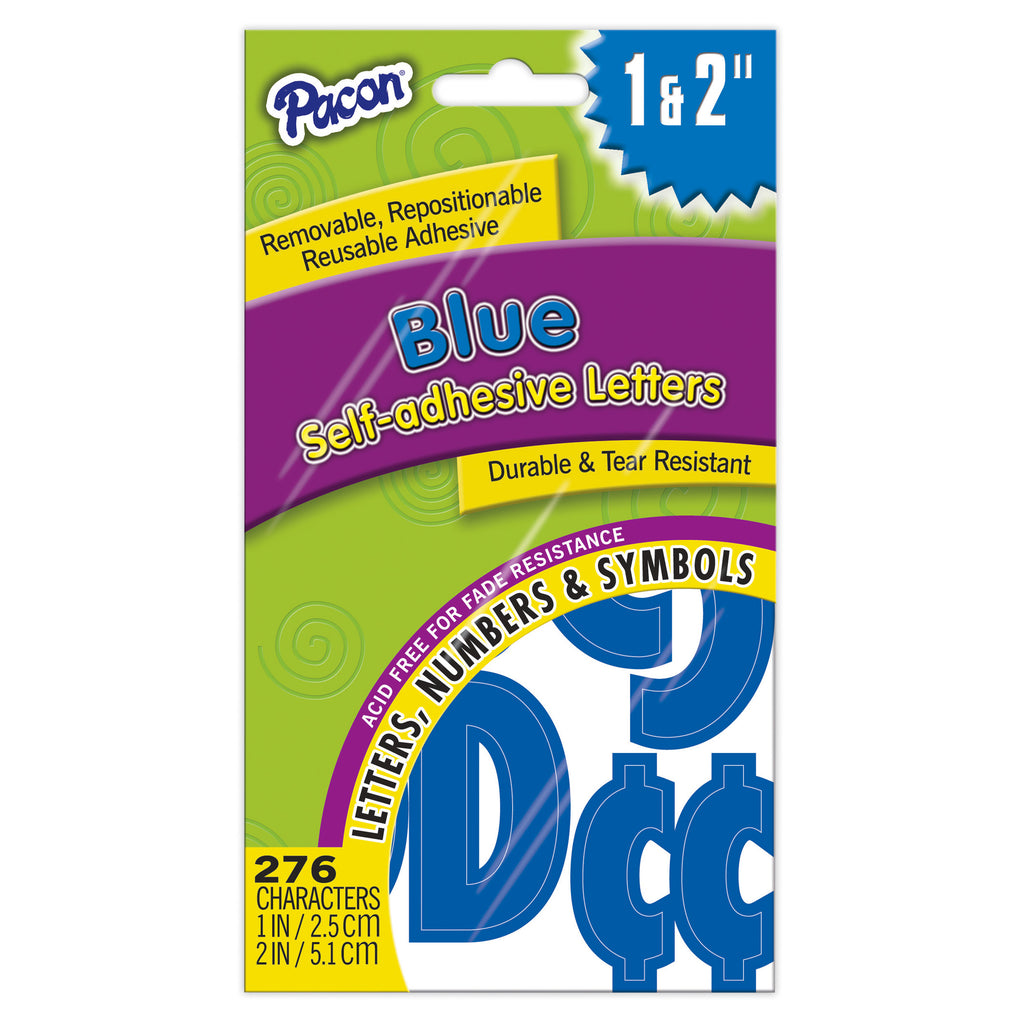 Pacon Self-Adhesive Letters, 1" & 2" Blue