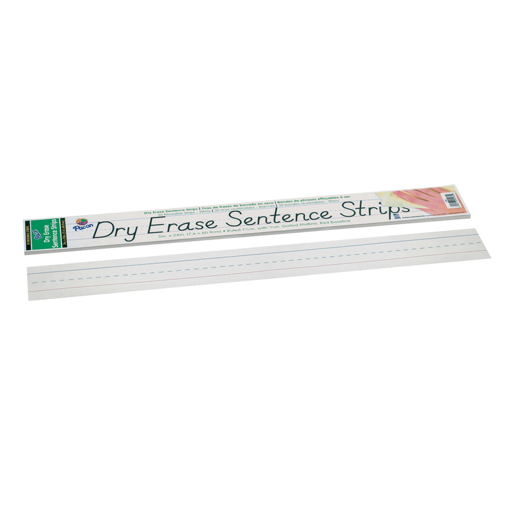 Pacon Dry Erase Sentence Strips, 3" x 24" White