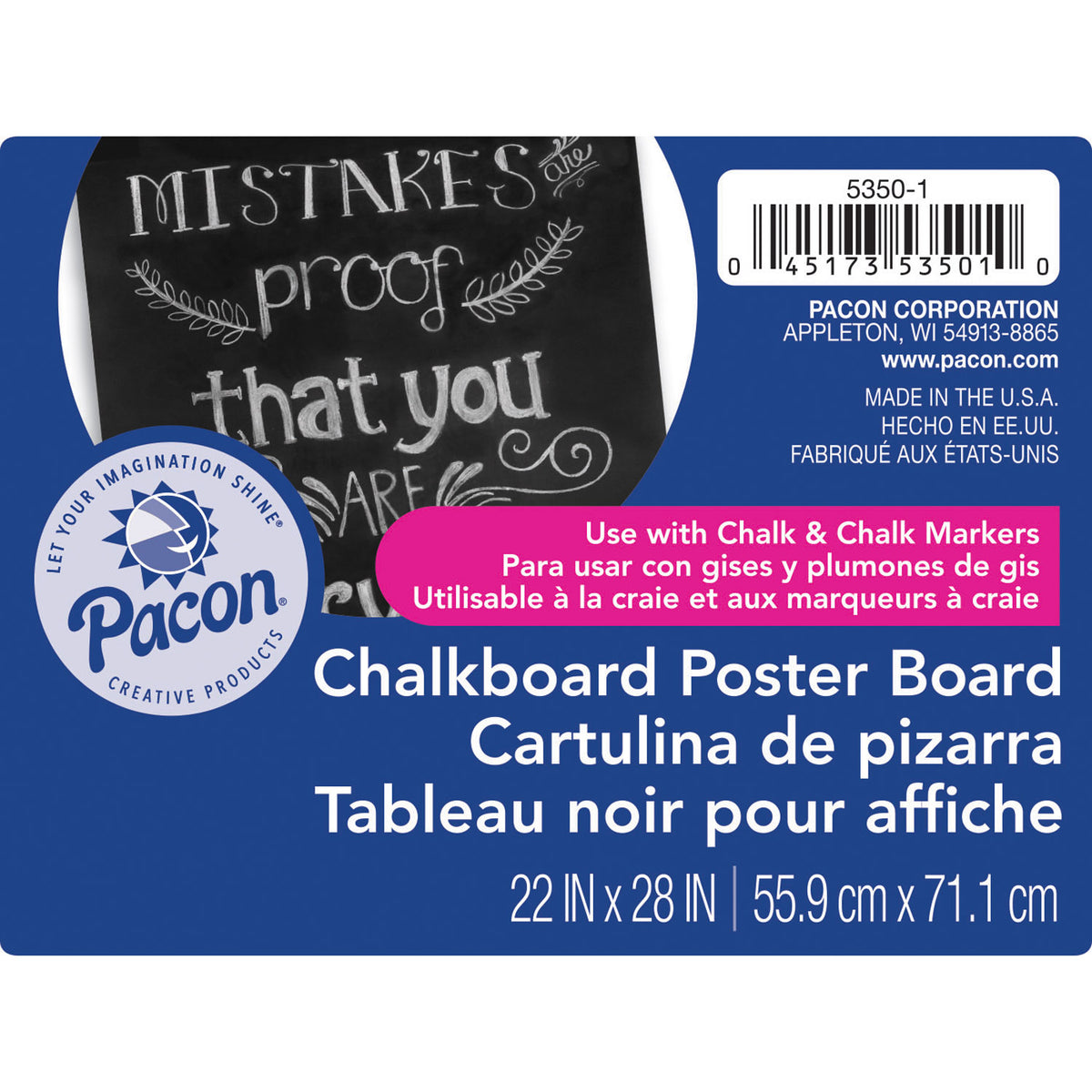 Pacon® Chalkboard Poster Board, 22" x 28" Black (25 Sheets)