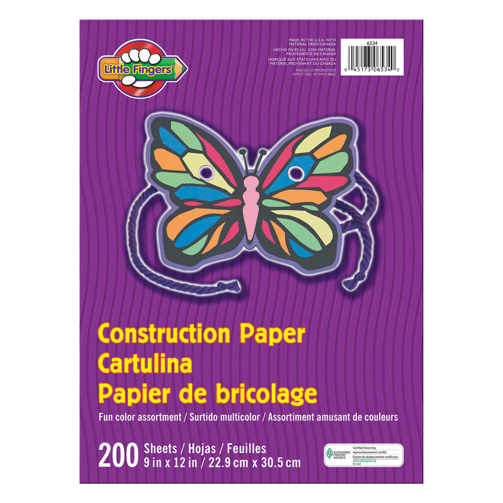 Pacon Little Fingers® Assorted Construction Paper, 9" x 12" (200 Sheets) (discontinued)