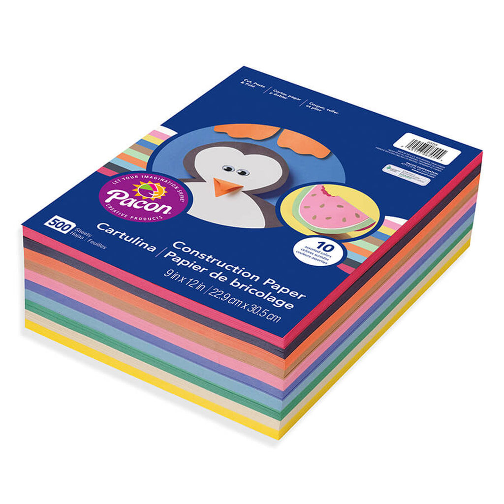 Pacon Construction Paper Gw Lwt Assorted 9 x 12 500Rm