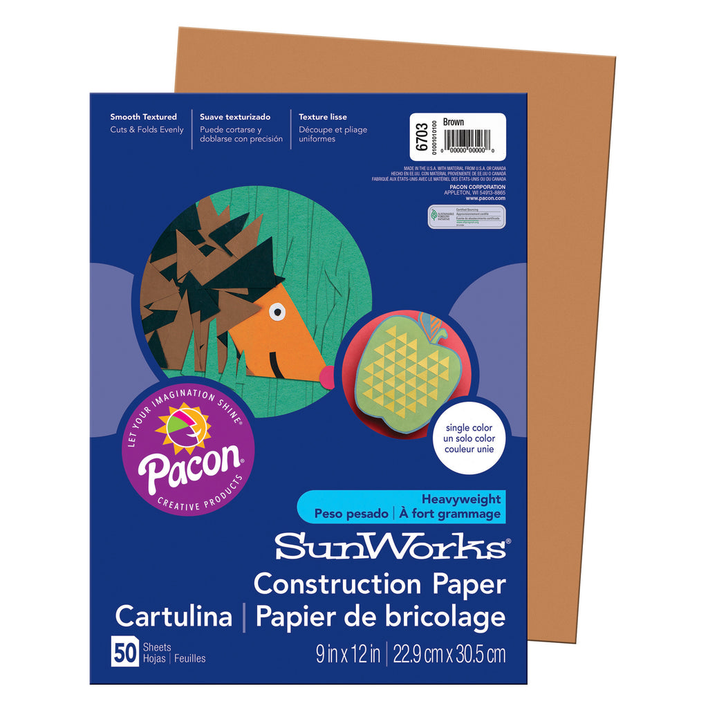 Pacon SunWorks® Construction Paper, 9" x 12" Brown