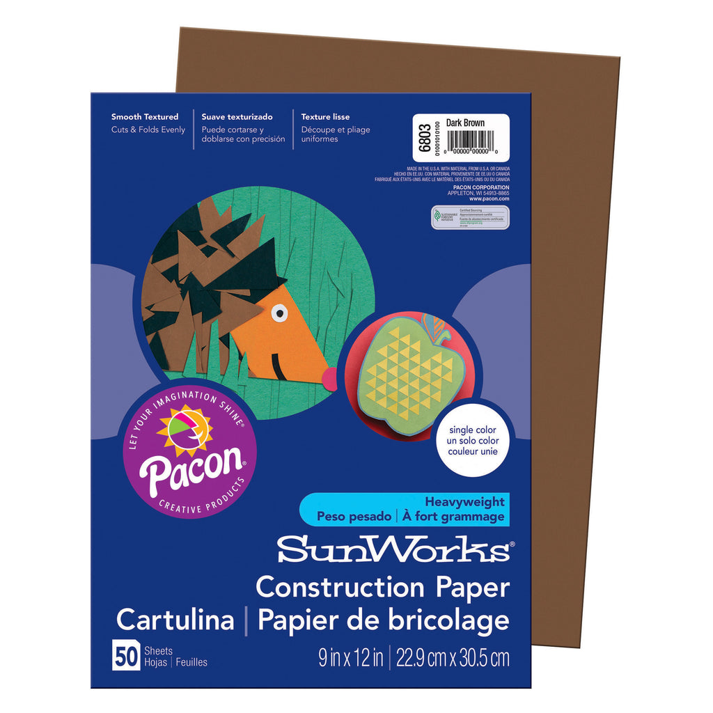 Pacon SunWorks® Construction Paper, 9" x 12" Dark Brown