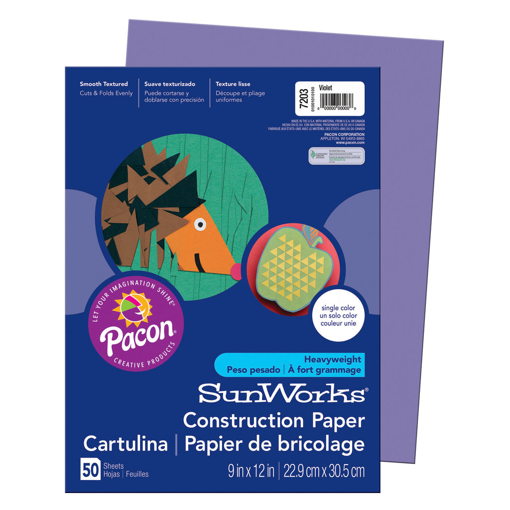 Pacon SunWorks® Construction Paper, 9" x 12" Violet