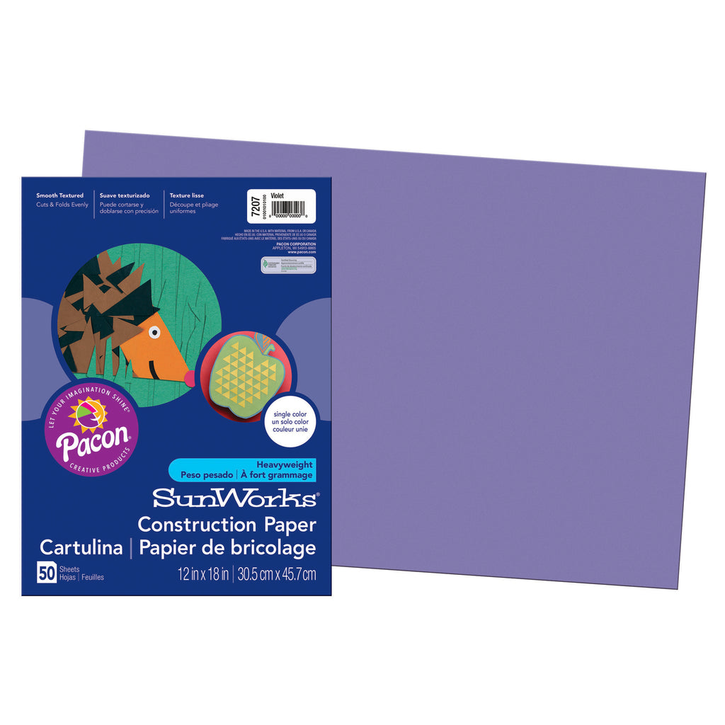 Pacon SunWorks® Construction Paper, 12" x 18" Violet