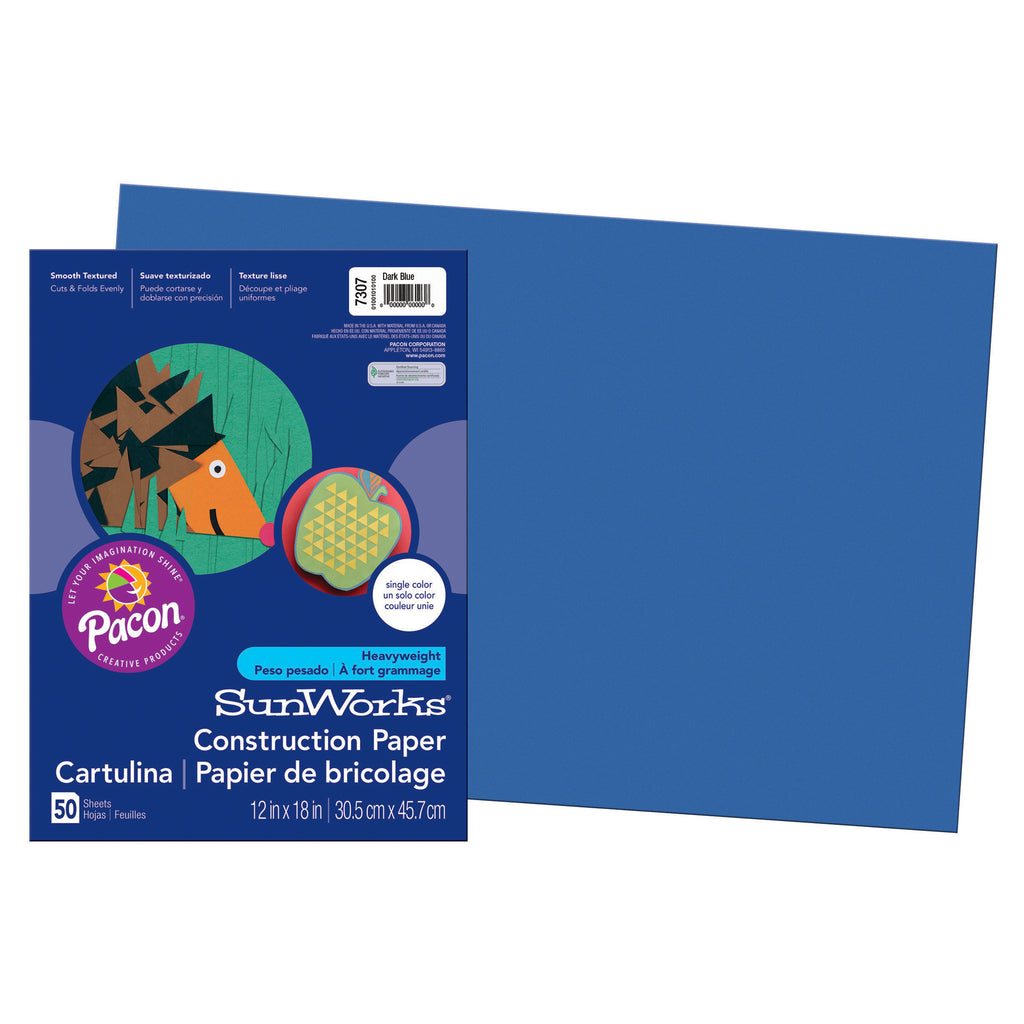 Pacon SunWorks® Construction Paper, 12" x 18" Dark Blue (discontinued)
