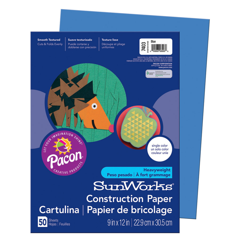 Pacon SunWorks® Construction Paper, 9" x 12" Blue