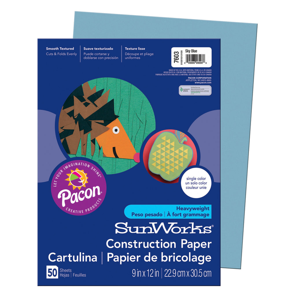Pacon SunWorks® Construction Paper, 9" x 12" Sky Blue