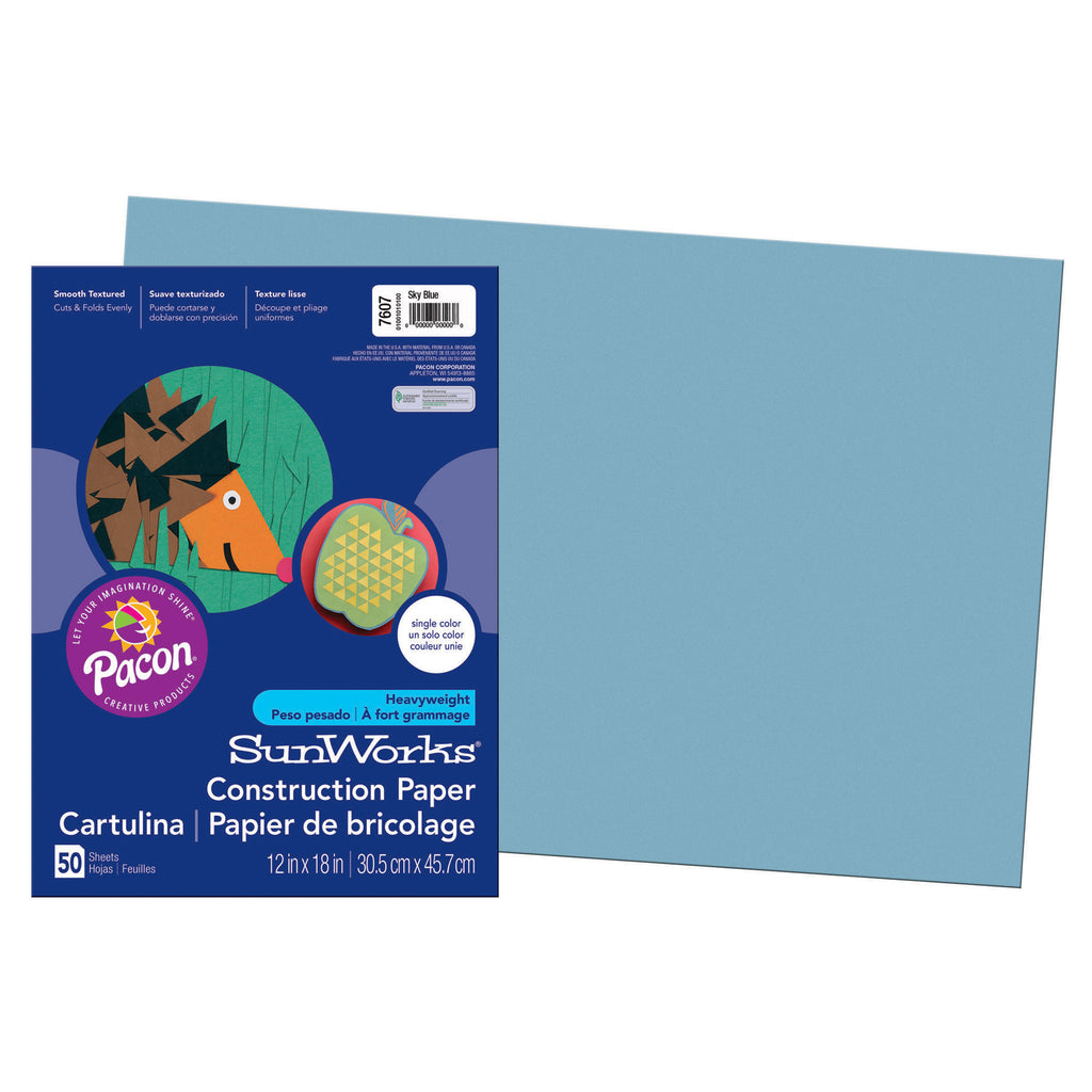 Pacon SunWorks® Construction Paper, 12" x 18" Sky Blue