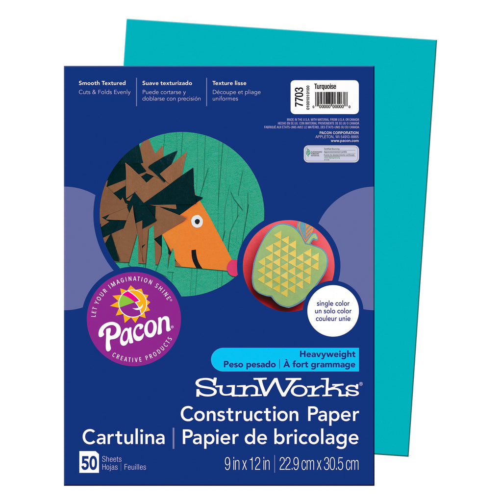 Pacon SunWorks® Construction Paper, 9" x 12" Turquoise